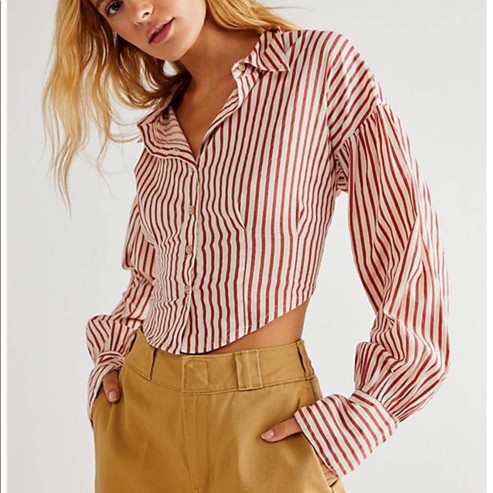 Free People Ophelia Corset Buttondown Red Rust